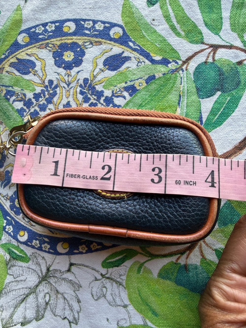 Dooney & Bourke Black Pebbled Leather Key & Card Holder with Brown Trim - Picture 8 of 10